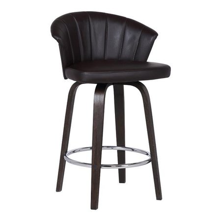 ARMEN LIVING Armen Living LCASBAWABR30 30 in. Ashley Wood Back Swivel Faux Leather Bar Stool; Brown LCASBAWABR30